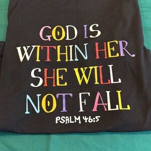 Black Graphic T-Shirt with Colorful Text